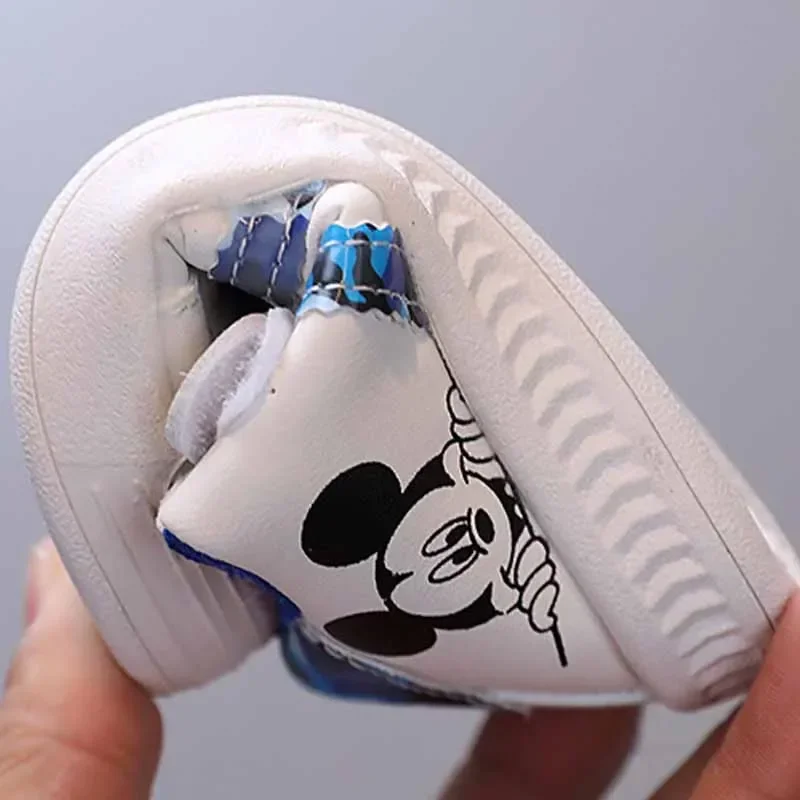 Disney Mickey Mouse Baby Walking Shoes  Boys and Girls Soft Sole Non-slip Asual Board Shoes Sports Shoes PU Leather White Shoes