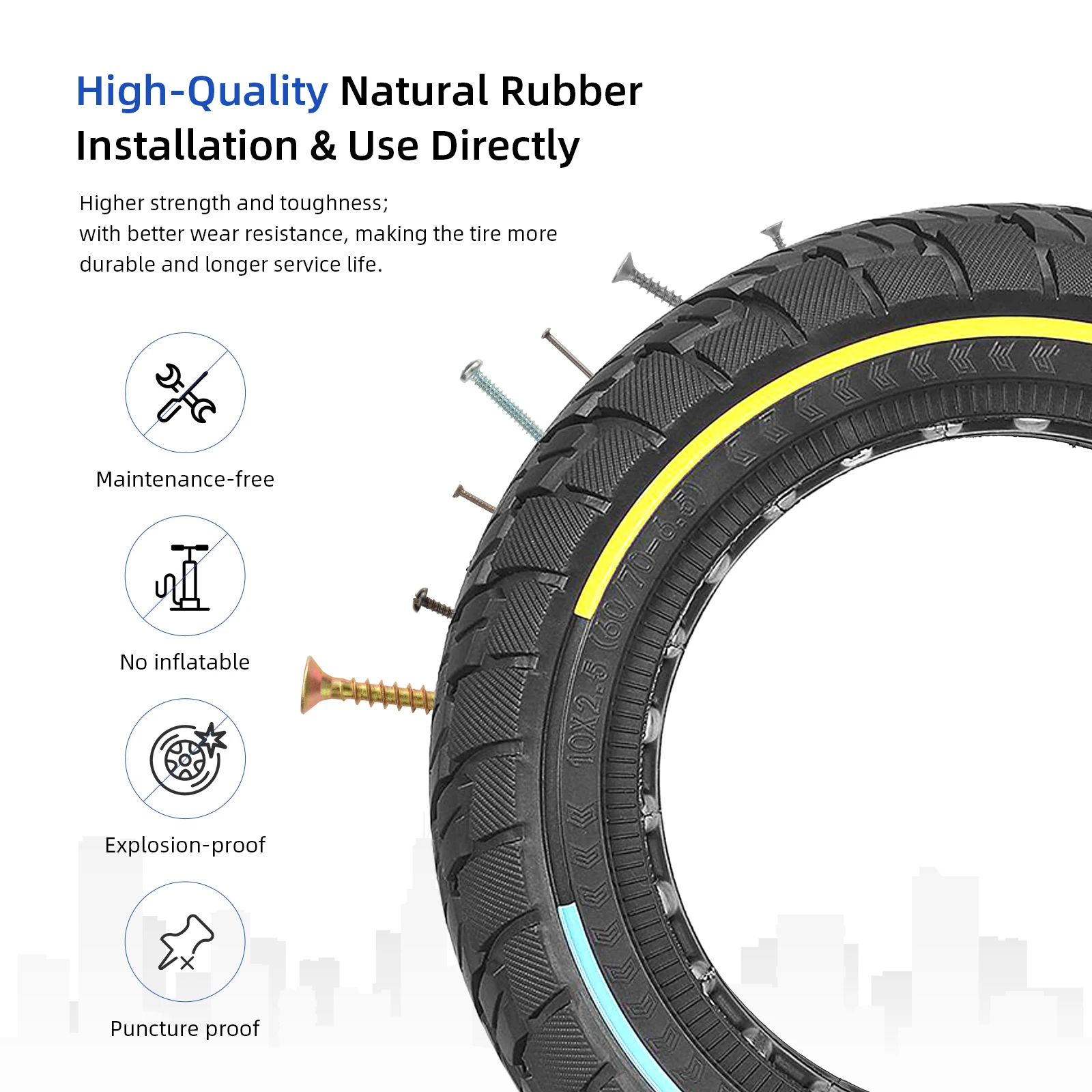 Ulip 10Inch 60/70-6.5 Off-Road Solid Tires 10x2.5 For Ninebot Max G30 G30D G30E Scooter Wear-resistant Puncture-proof Tire Parts