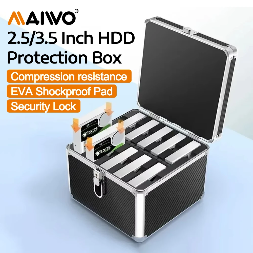 

MAIWO 10 Bay 3.5" HDD Protective Case IDE/SATA Hard Drive Storage Box Anti-theft/moisture-proof/shockproof Hard Drive Box