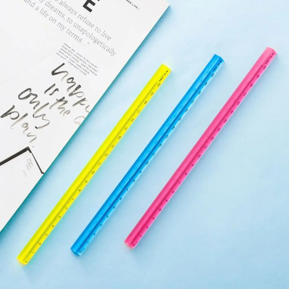 High Quality Plastic Triangular Ruler 15/20cm Transparent Straight Ruler 3-Sided Scale Measuring Tool School Office