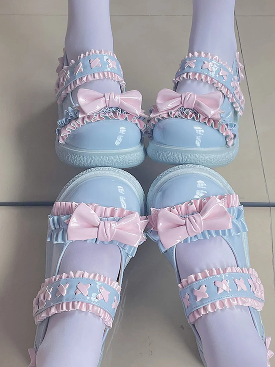 New biscuit bottom big head doll Lo shoes sweet lovely preppy candy color fashion elegant casual flat girls single shoes