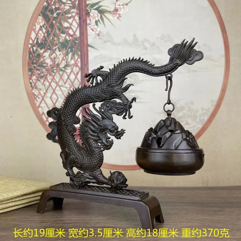 

Antique Copper Dragon Soaring Home Decor Craft Living Handmade Tea Room Incense Burner Aromatherapy Furnace