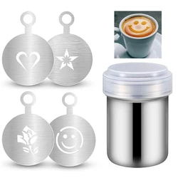 5 Pieces Coffee Decoration Stencils Cappuccino Mold Fancy Coffee Printing Model Art Template Coffee Tool Foam Spray Cake Stencil