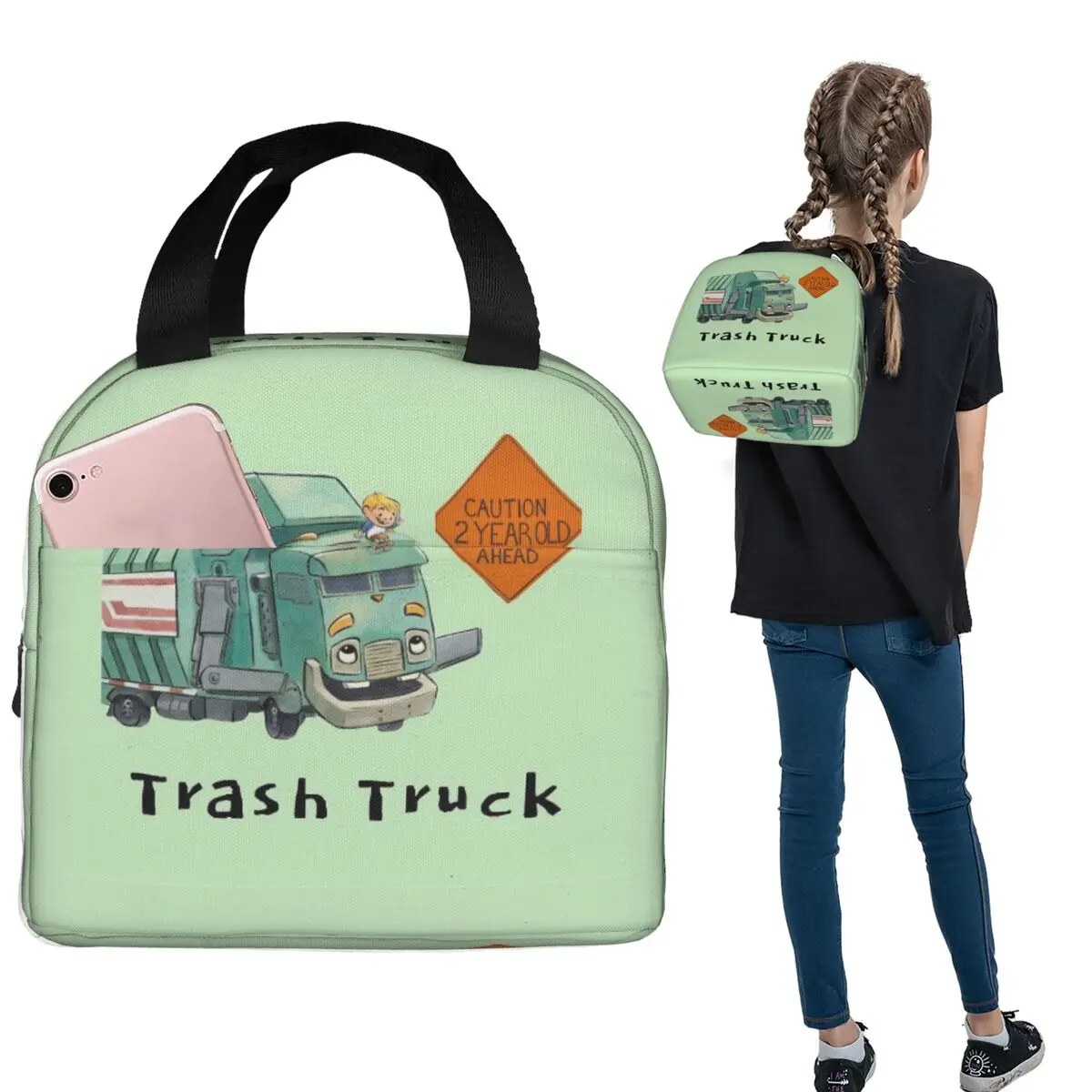 Trash Truck Cartoon Netflix Insulated Lunch Bag for Women Kids Portable Food Boxes Thermal Lunch Box Tote