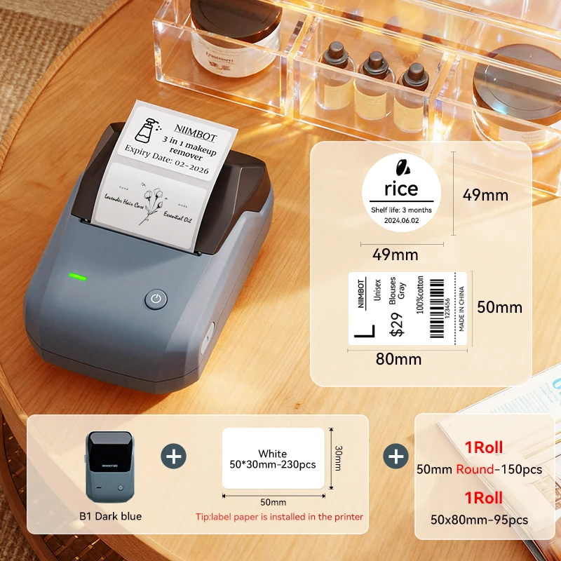 NIIMBOT B1 draagbare thermische printer met tapes 2-inch zelfklevende labelprinter Mini Bluetooth Sticker Maker Ondersteuning smartphones PC