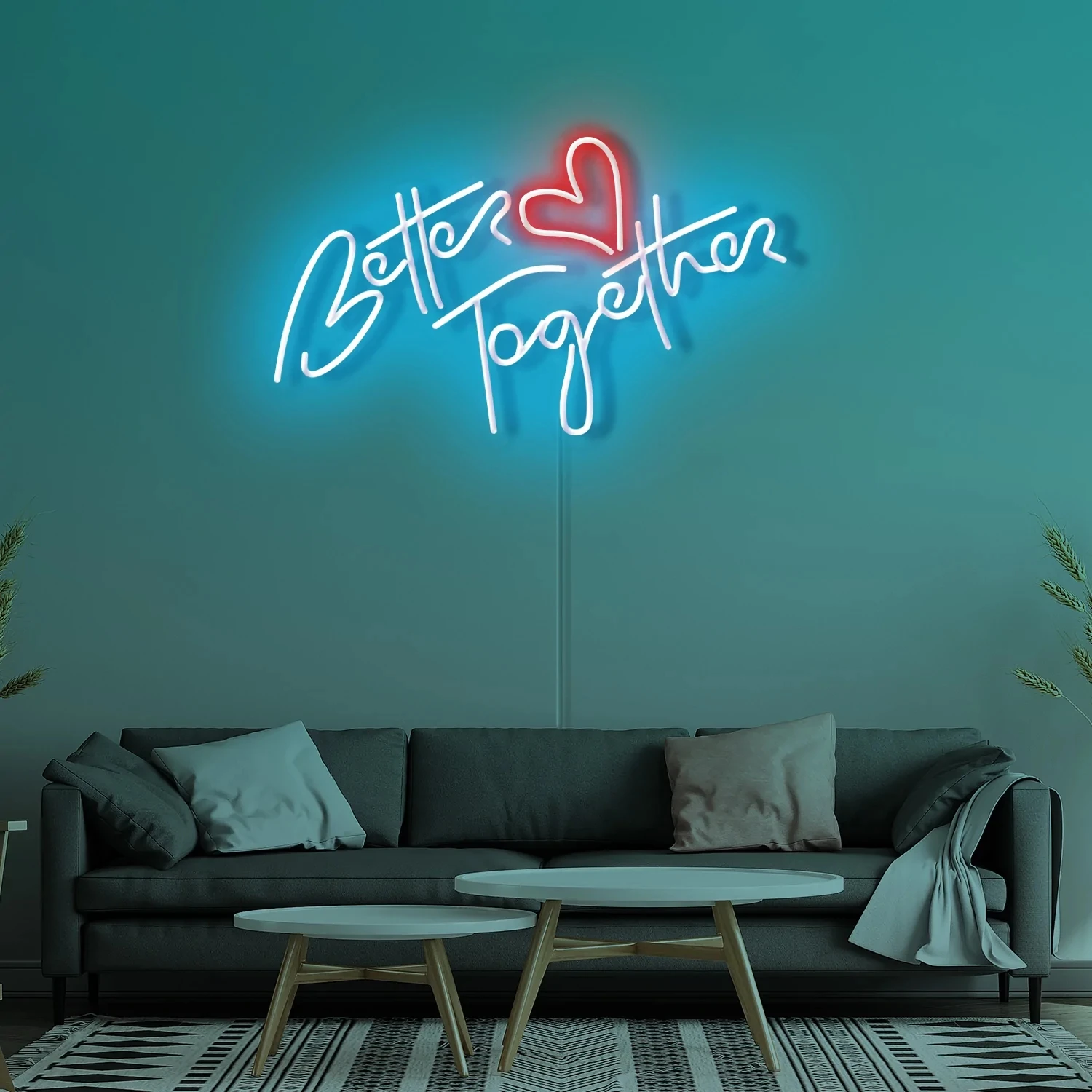 Beter Samen Led Neon Sign Led Transparante Flex Usb Powered Muur Opknoping Slaapkamer Decor Bruiloft Nachtlampje Teken Gift Vrouw