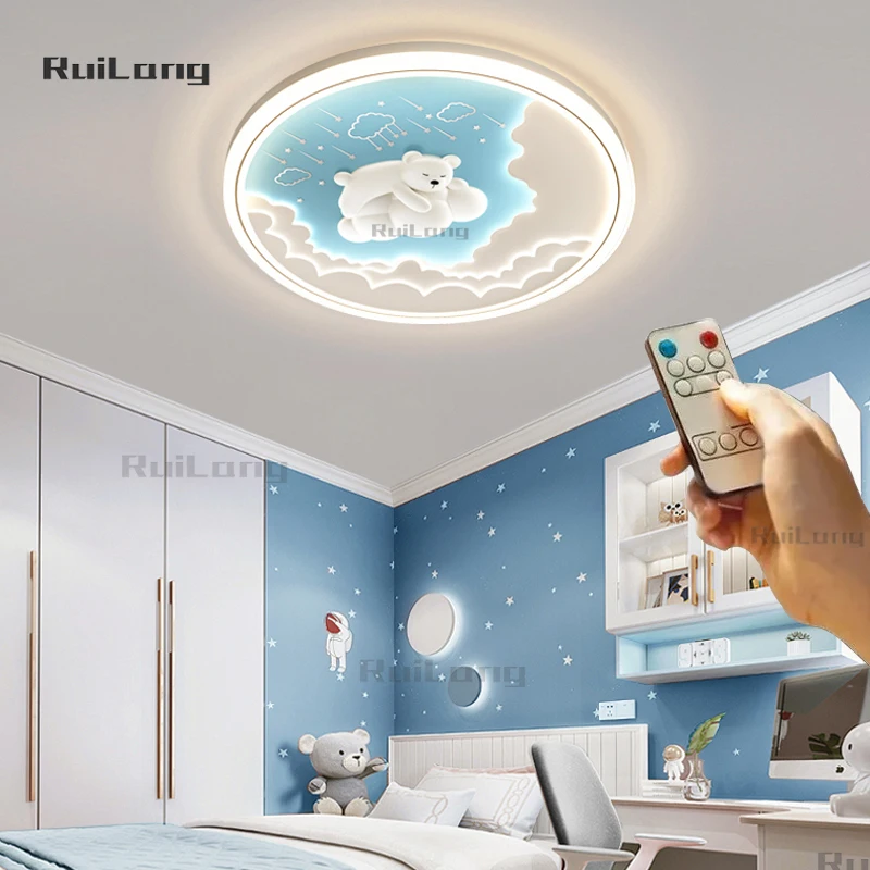 Plafoniera per camera dei bambini Orso Design Cartoon Lampadario per bambini Ragazzi Ragazze Arredamento camera da letto Simpatico animale Nuvola Lampada da soffitto a LED lampara