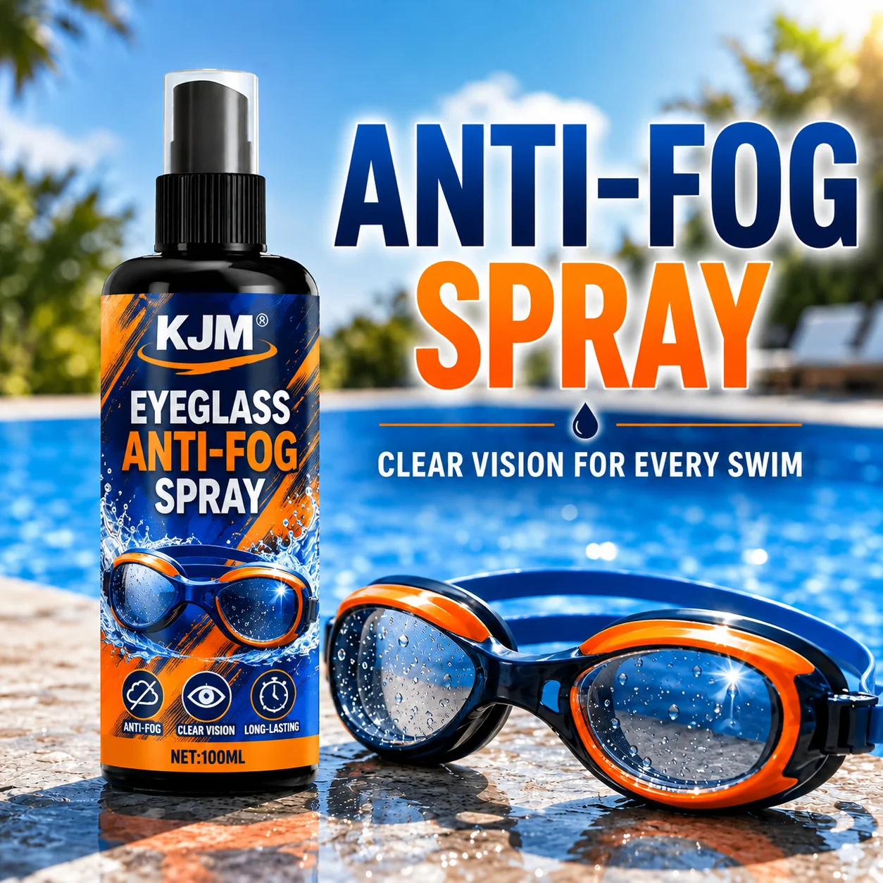 KJM Eyeglass Anti Fog Spray 100ml Swimming Goggles Defogger Diving Mask Lens Cleaner Clear Vision Long Lasting Anti Fog Coating
