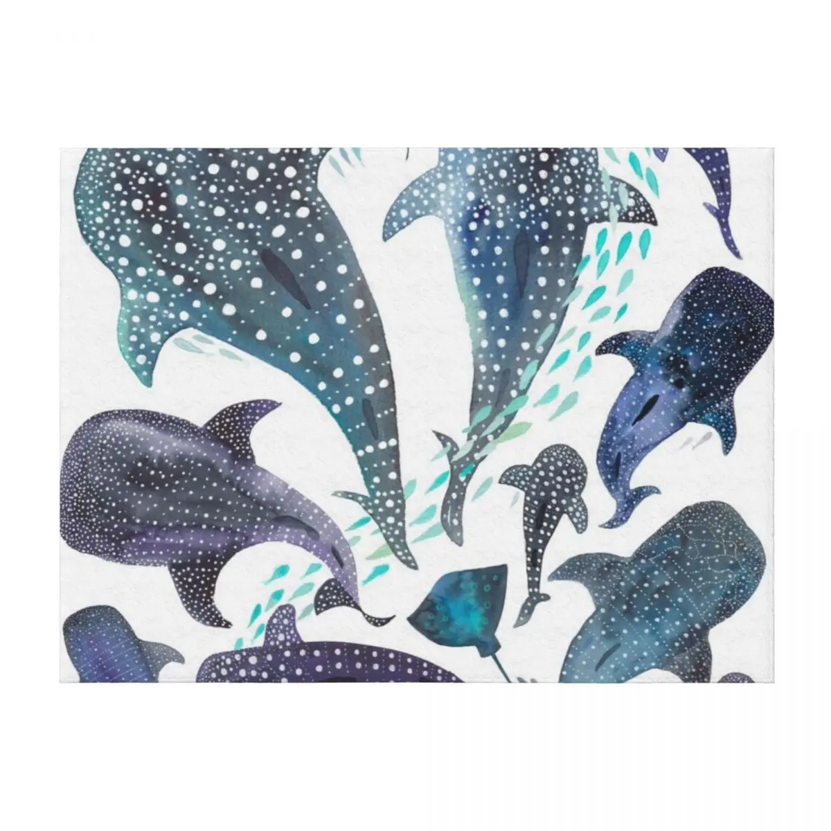 

Whale Shark, Ray & Sea Creature Play Print Throw Blanket Designers Custom Giant Sofa Furry Blankets