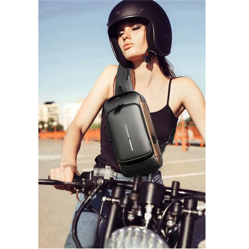 Password Lock Motorcycle Bag Men Motorcycle Bag With USB Charger Multifunctional Saddlebag Sports Waist Bag Anti-theft