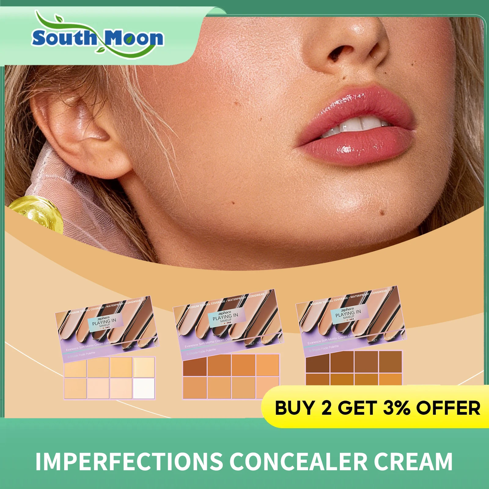 Cover Skin Blemishes Cream Waterproof Oil-Controlling Hide Spots Full Coverage Contour Makeup Sweatproof Dark Circles Concealer