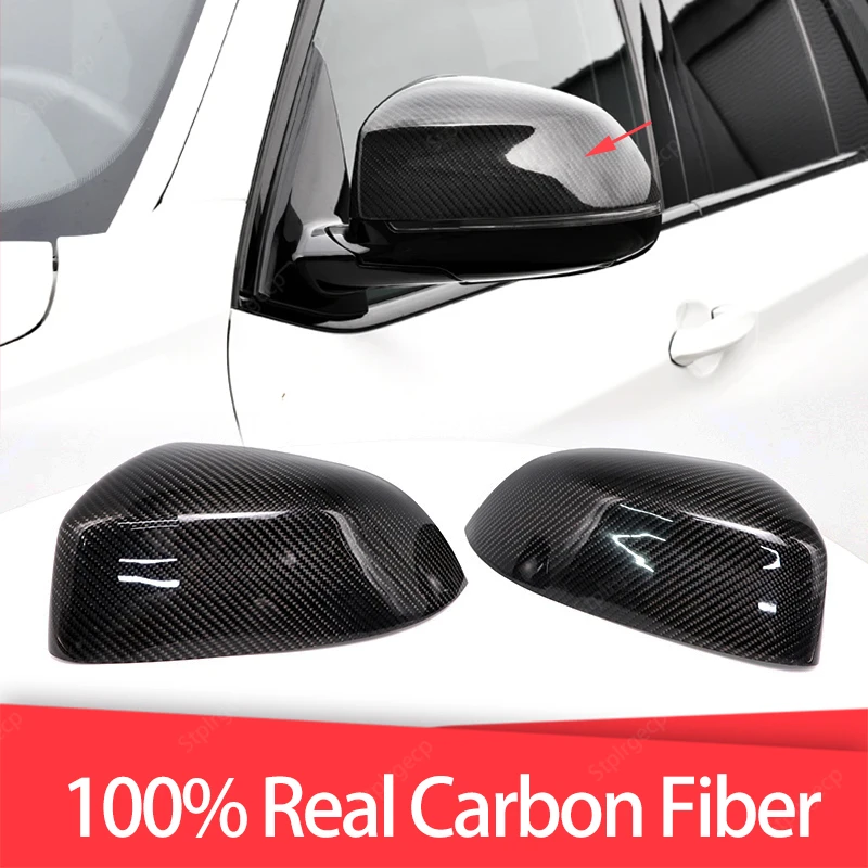 

2pcs Genuine Real Carbon Fiber Side Mirror Cover Cap Sticker Add-on for BMW F15 F16 F25 F25 X3 X4 X5 X6 2014-2018