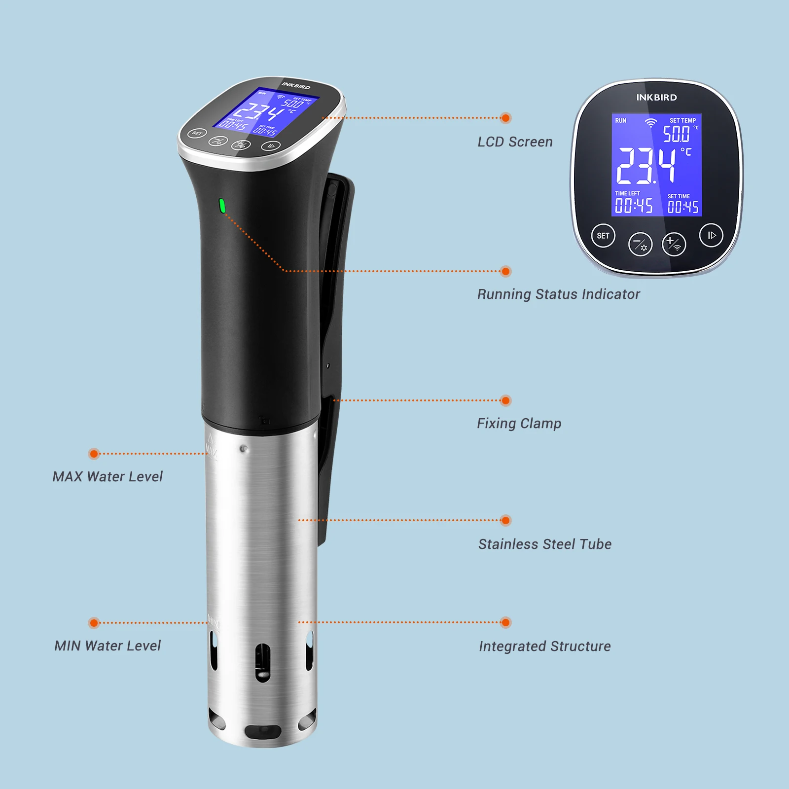 INKBIRD ISV-300W WiFi Sous Vide Cooking IPX7 Waterproof Sous Vide Cooker with Recipes, Alarms, Timer, Booking Function Free App