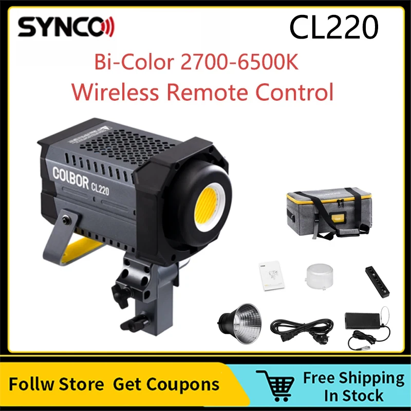 

Synco COLBOR CL220 200W Bi-Color 2700-6500K Photography Lighting COB Video Light APP Control For Live Stream Video Studio Photo