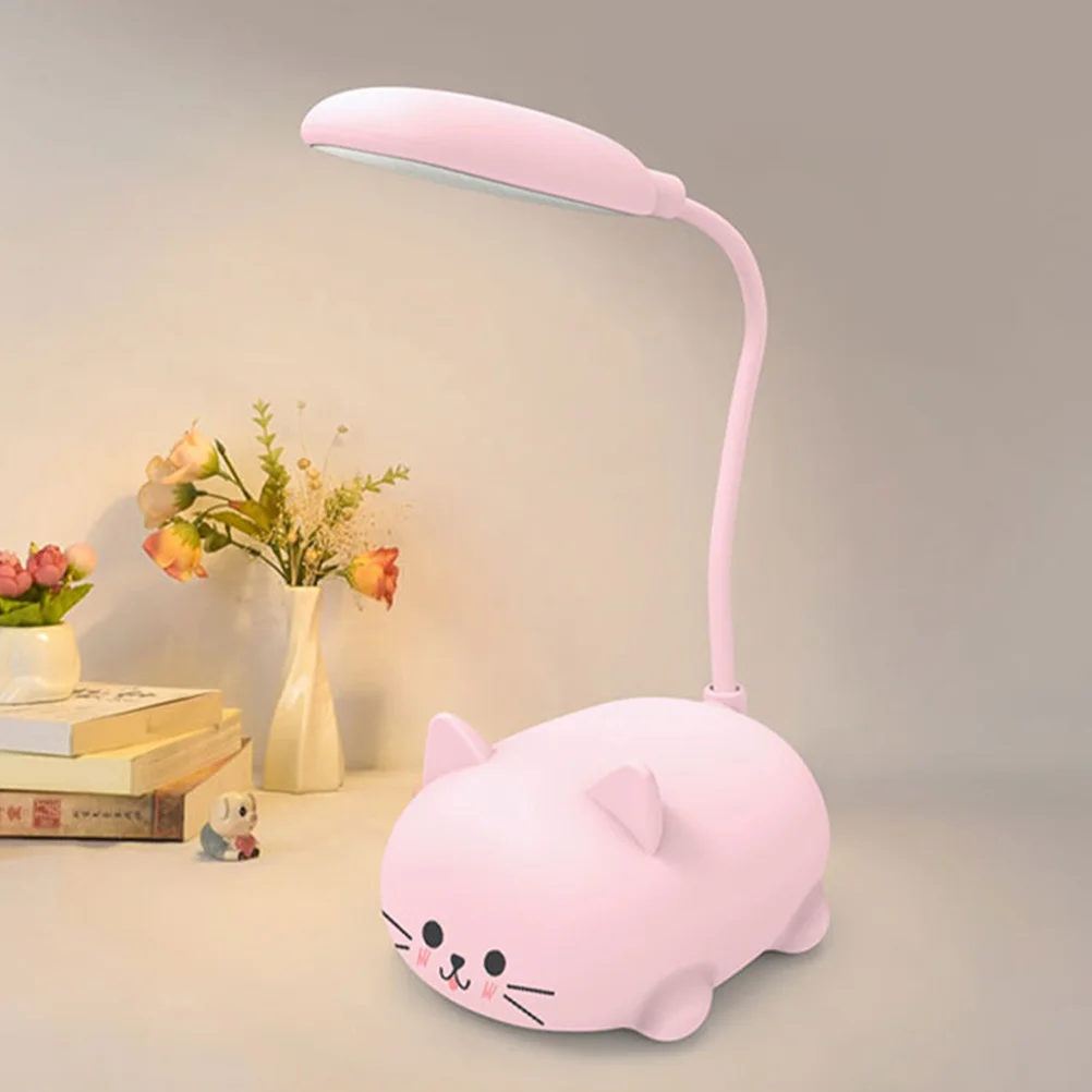 

Pink Kitten Cute Cat Desk Light Plastic Kawaii Table Student Kids Bedroom Night Pink Lamp Desk Lamp For Girls Kawaii
