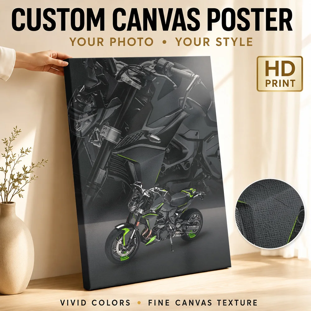 German F900R Motorcycle Framed Canvas Poster Customized Photo Layered Panels With Enlarged Details Wall Art For Biker Lounge
