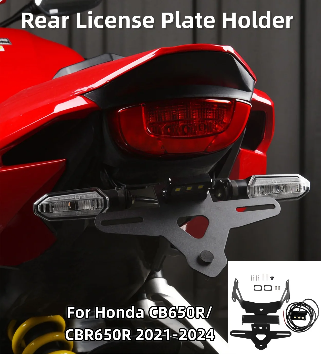 

Motorcycle License Plate Stainless Steel Mount Bracket Number Registration Holder For Honda CB650R/CBR650R 2021 2022 2023 2024