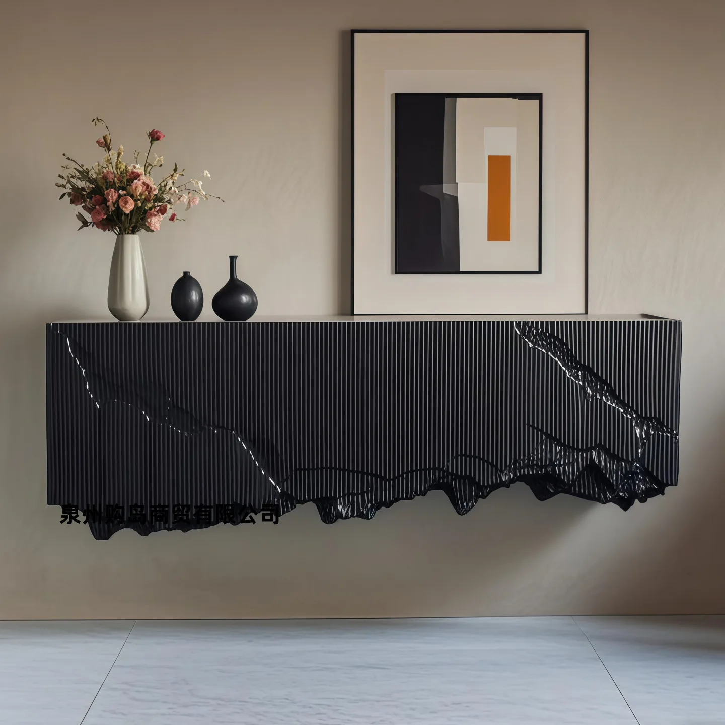 Italian light luxury paint dining side simple wall hanging porch cabinet fashion art suspension storage locker