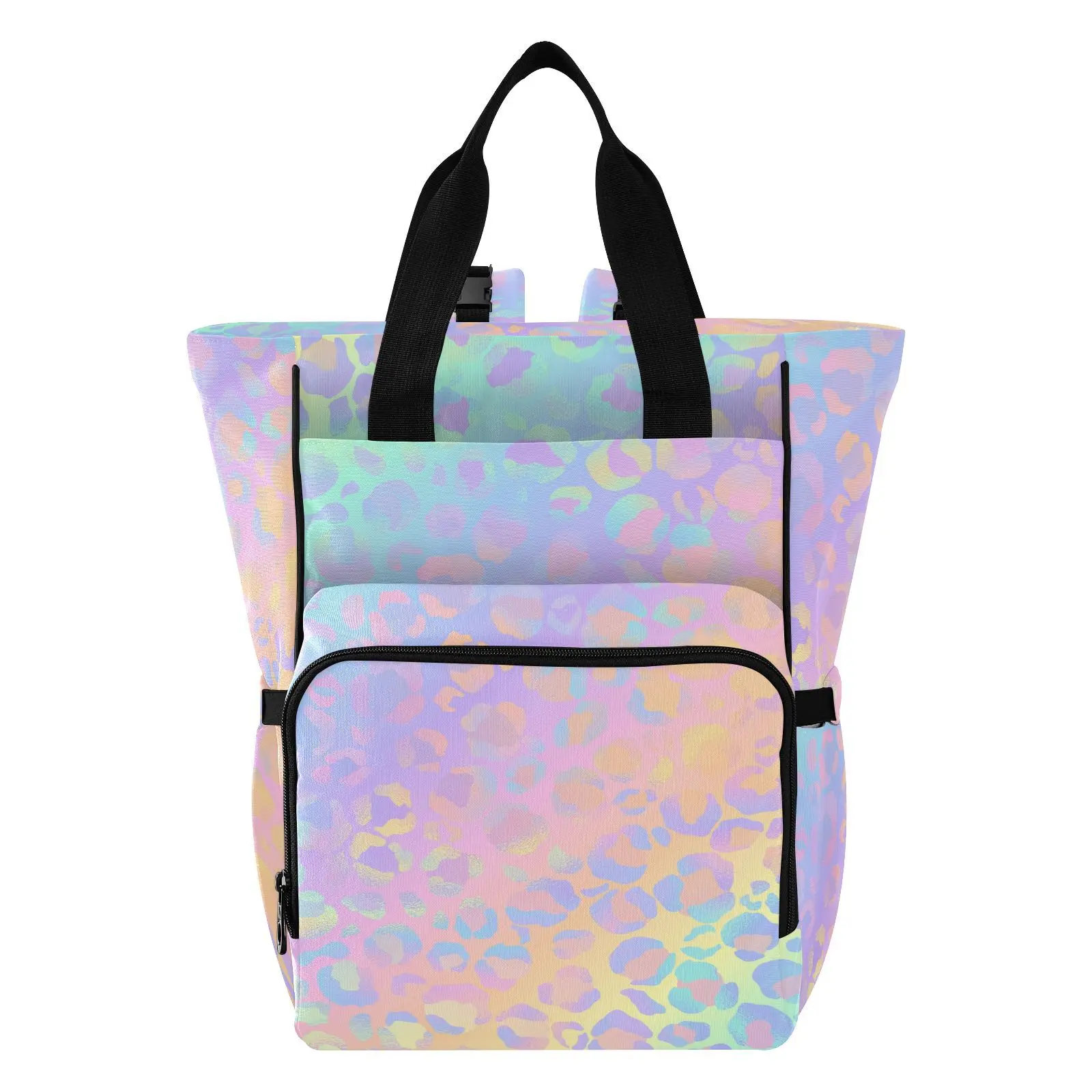 Fashion Mummy Maternity Nappy Bag Large Capacity Nappy Bag Leopard Print Travel Backpack Nursing Bag for Baby Care Women's Bag
