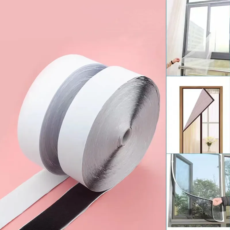 2pcs 25m Hook and Loop Tape Sticky Back Fastener Roll,  Strips Fastener for Home Office School Car and Crafting Organization