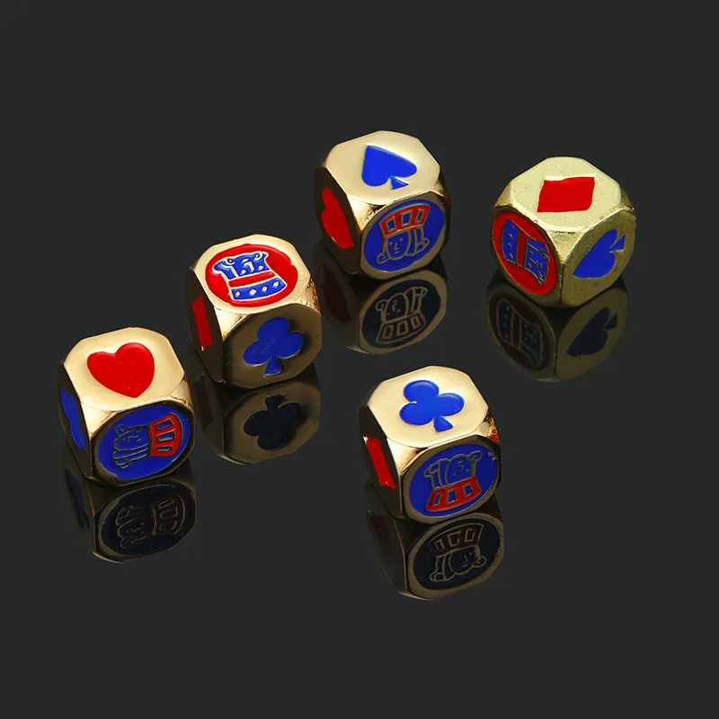 1Pcs Metal Dice Gold/Sliver Kleur Hoge Kwaliteit 6 Zijdige Dobbelstenen Voor Club/Party/Familie Games 13Mm