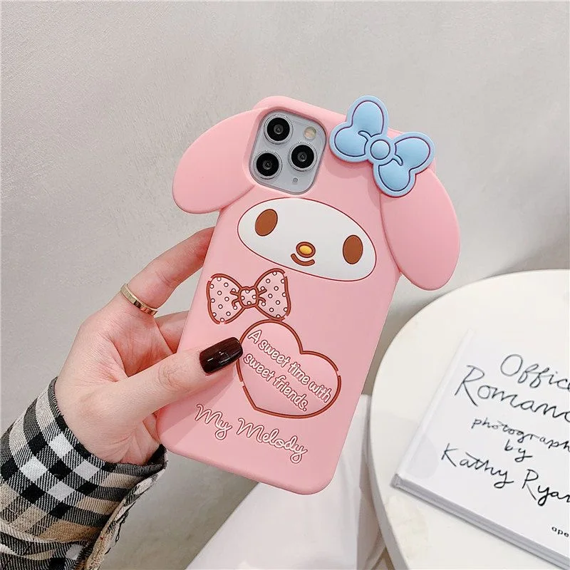 For iPhone 12 13 Mini 14 15 Pro Max 11 X XS Max XR 7 8 Plus SE Cute Big Ear Melody Cinnamon Cartoon Silicon Soft Phone Case