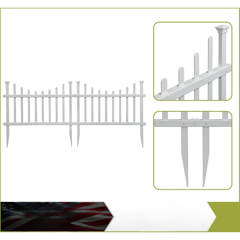 No Dig Zippity Fence Kit, White Vinyl Picket Fence Panels, Easy DIY Decorative Fencing for Yard, Patio, Temporary Outdoor Border