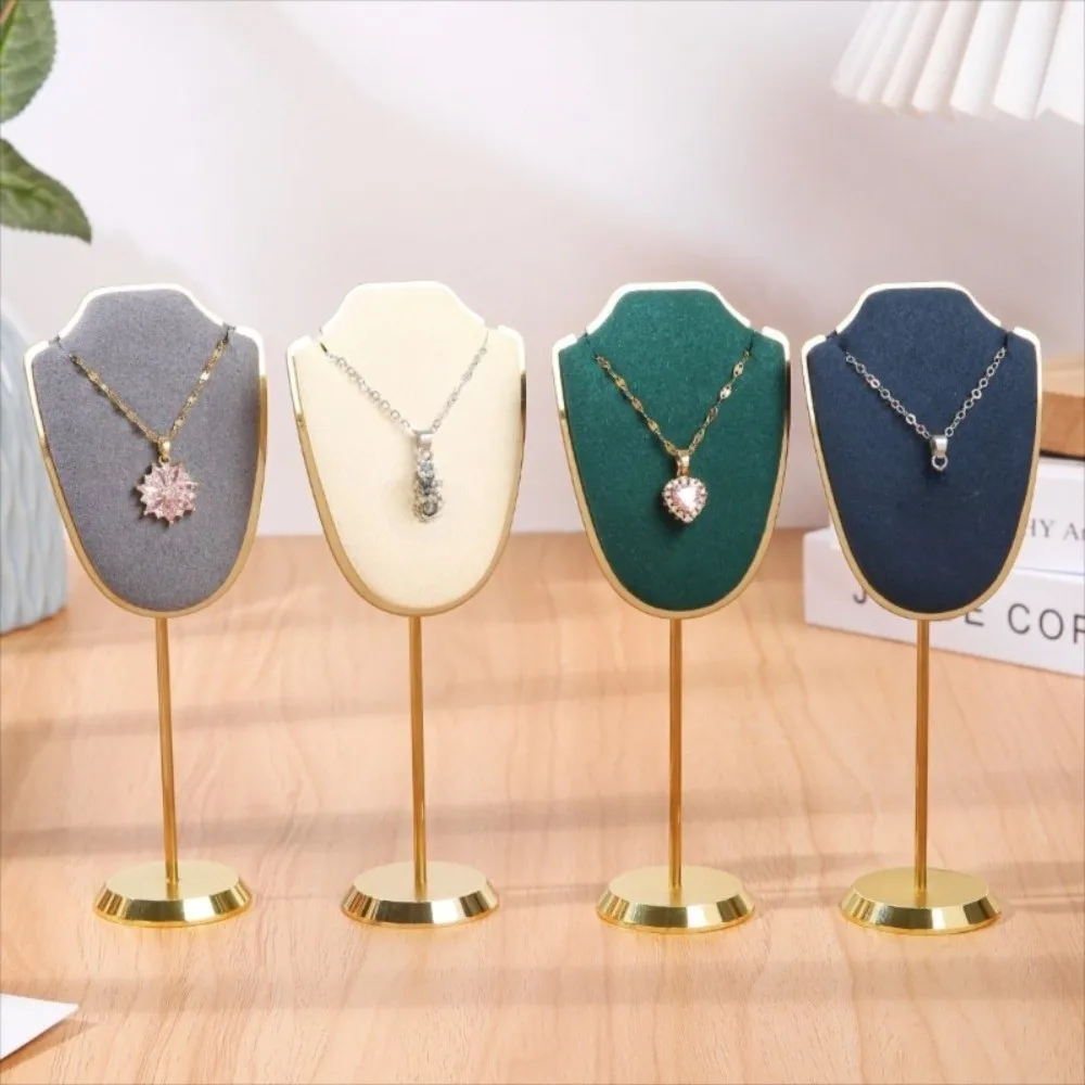 Ultra-Small Mini Jewelry Display Stand Metal Base Multi Functional Necklace Pendant Holder Velvet Exhibition Shelf