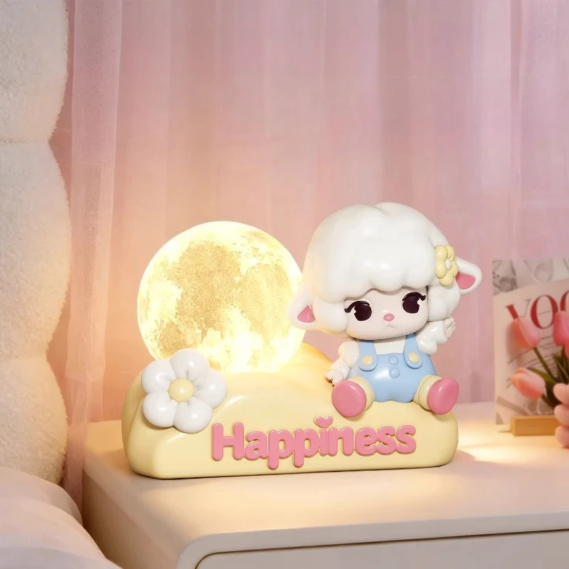 Cute Room Decor Cartoon Lamb Night Light Bedroom Bedside Table Desk Decoration Creative Luminous Figurine Boy Girl Birthday Gift