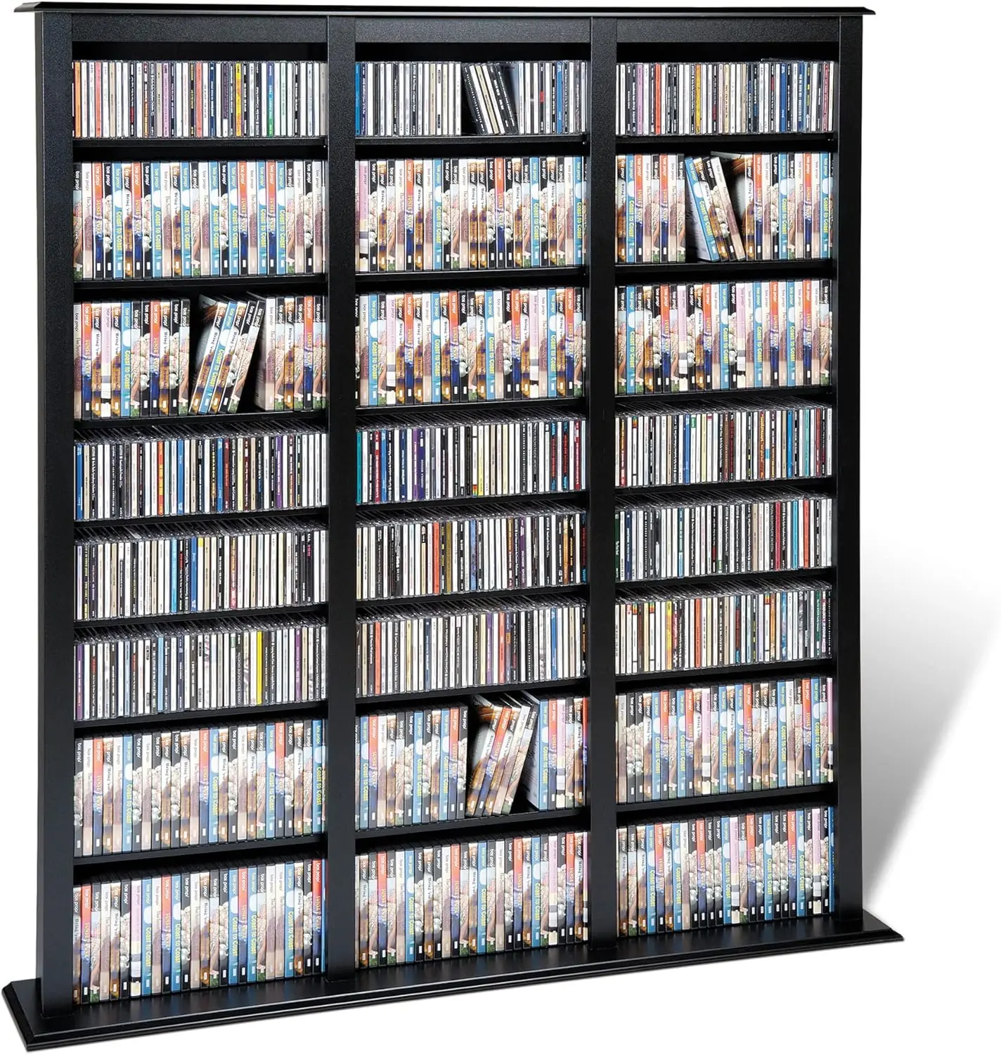 Triple Width Bookcases Tower Black Adjustable shelves Constructed from high quality laminated composite woods