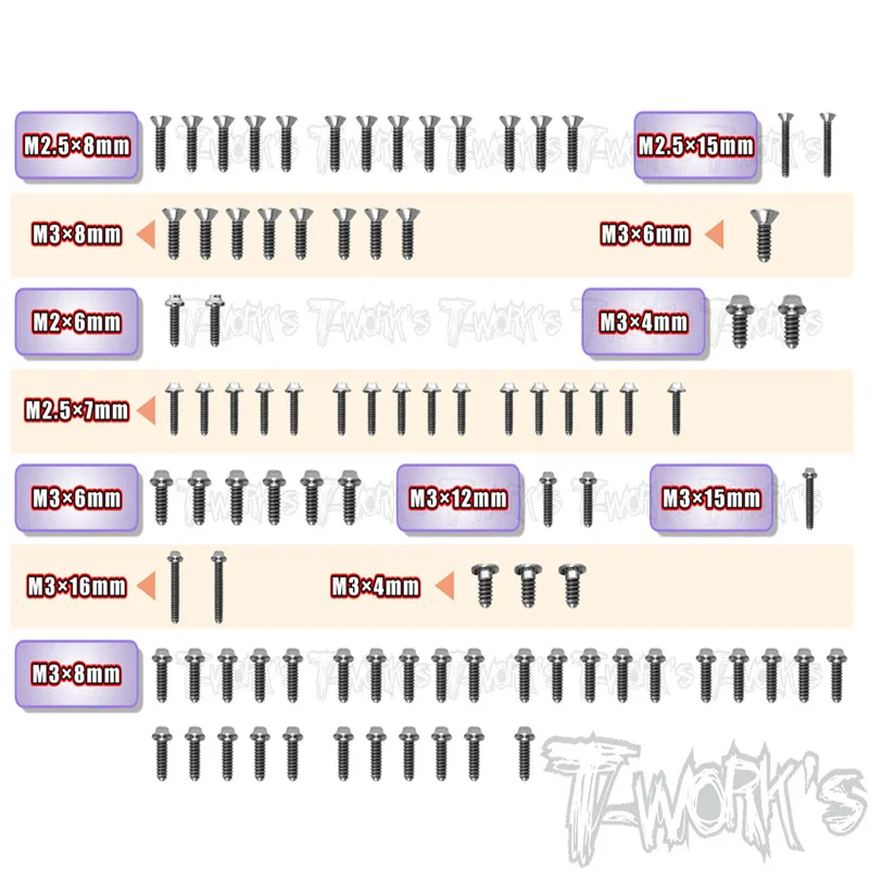 Original T works TSSU-AT1-T 64 Titanium Upper Deck Screw set 89pcs.(For Xpress AT1 ) professional Rc part