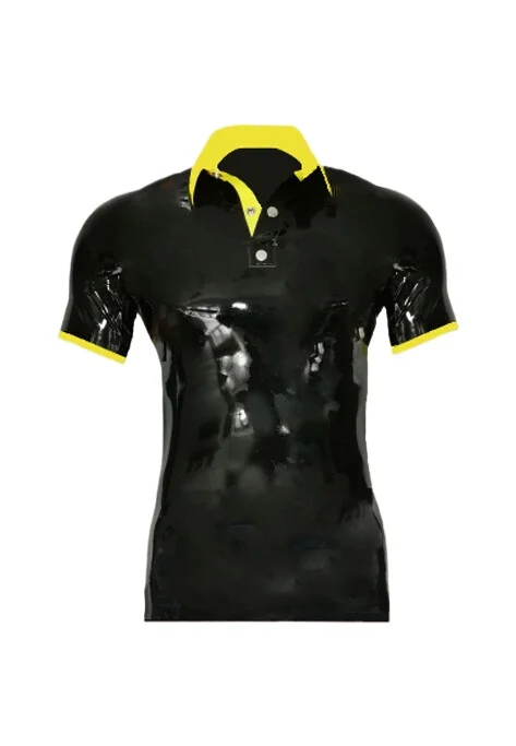 

Rubber Latex Short Sleeves Contrast Polo Shirt