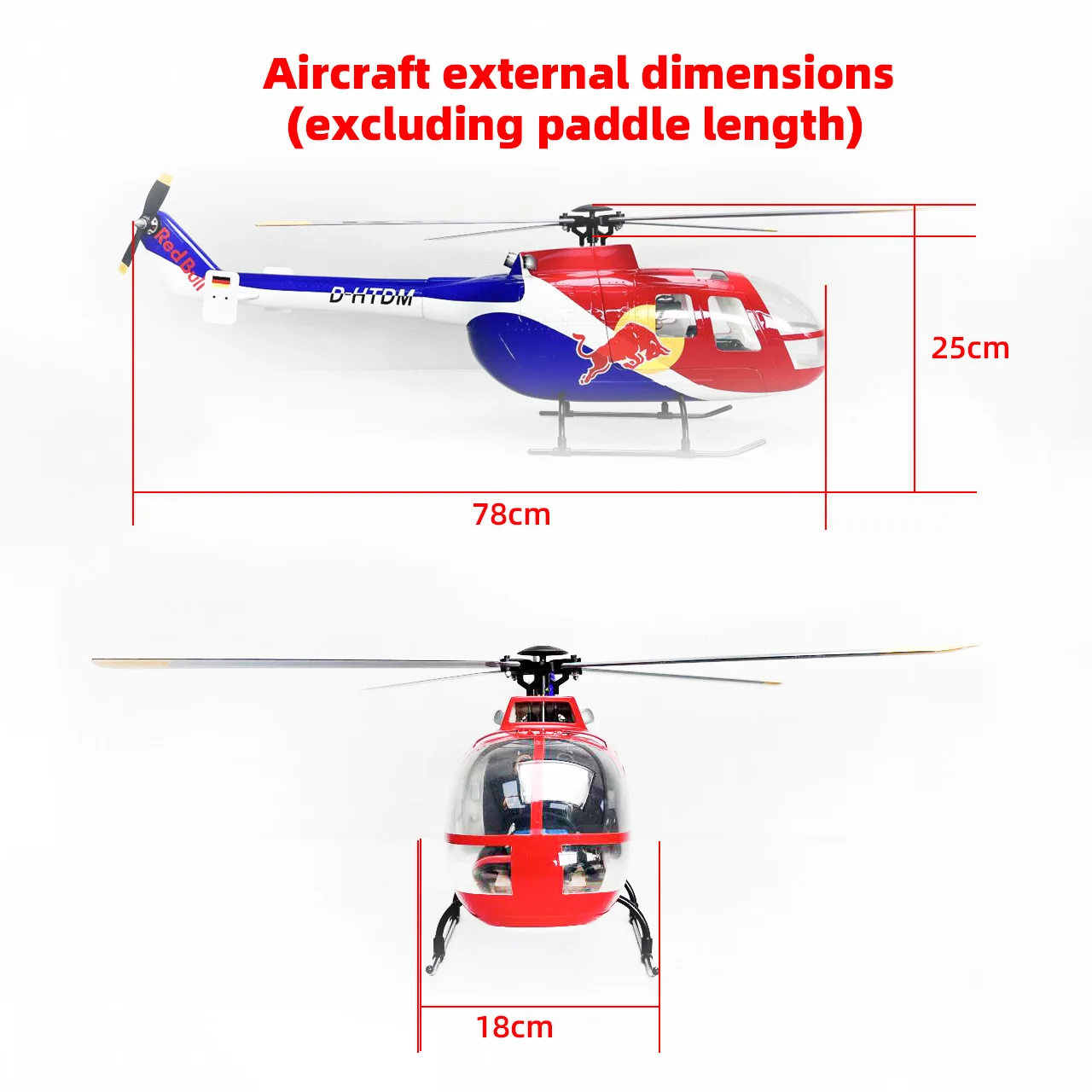 Roban 450size BO-105 Red Bull Heilcopter RC Heilcopter GPS Mode X2 Flight Control System LED Lighting System RTF Version