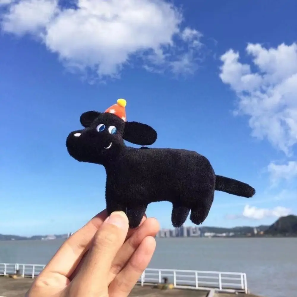 com lenço preto cão chaveiro mochila encantos estilo coreano natal filhote de cachorro pingente dos desenhos animados pelúcia boneca brinquedo meninas