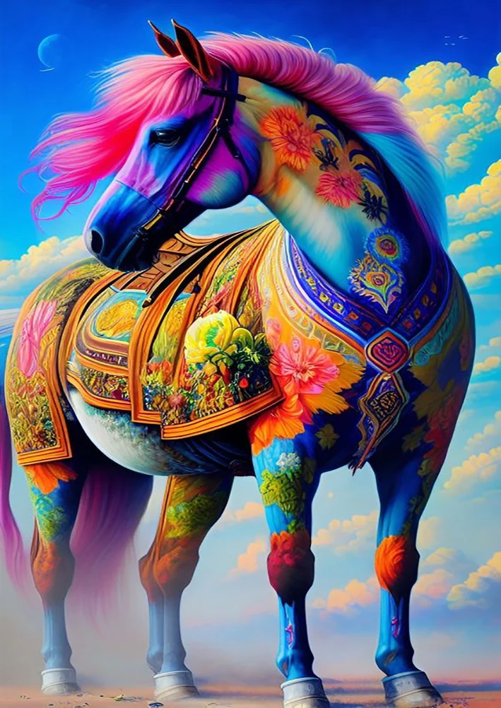 JMINE Div 5D colorful horse unicorn Full Diamond Painting cross stitch kits art animal 3D paint by diamonds