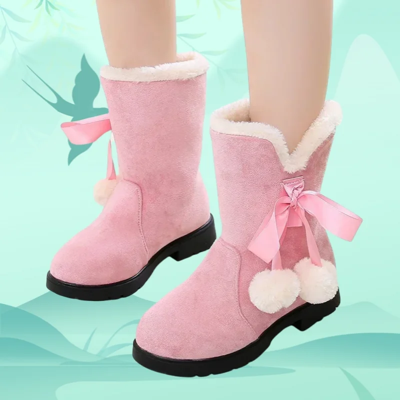 

Baby Girl Shoes Autumn/Winter Fashion Sweet Baby Girls Velvet Warm Colorful Bow Square Heel Casual Comfortable Cute Boots
