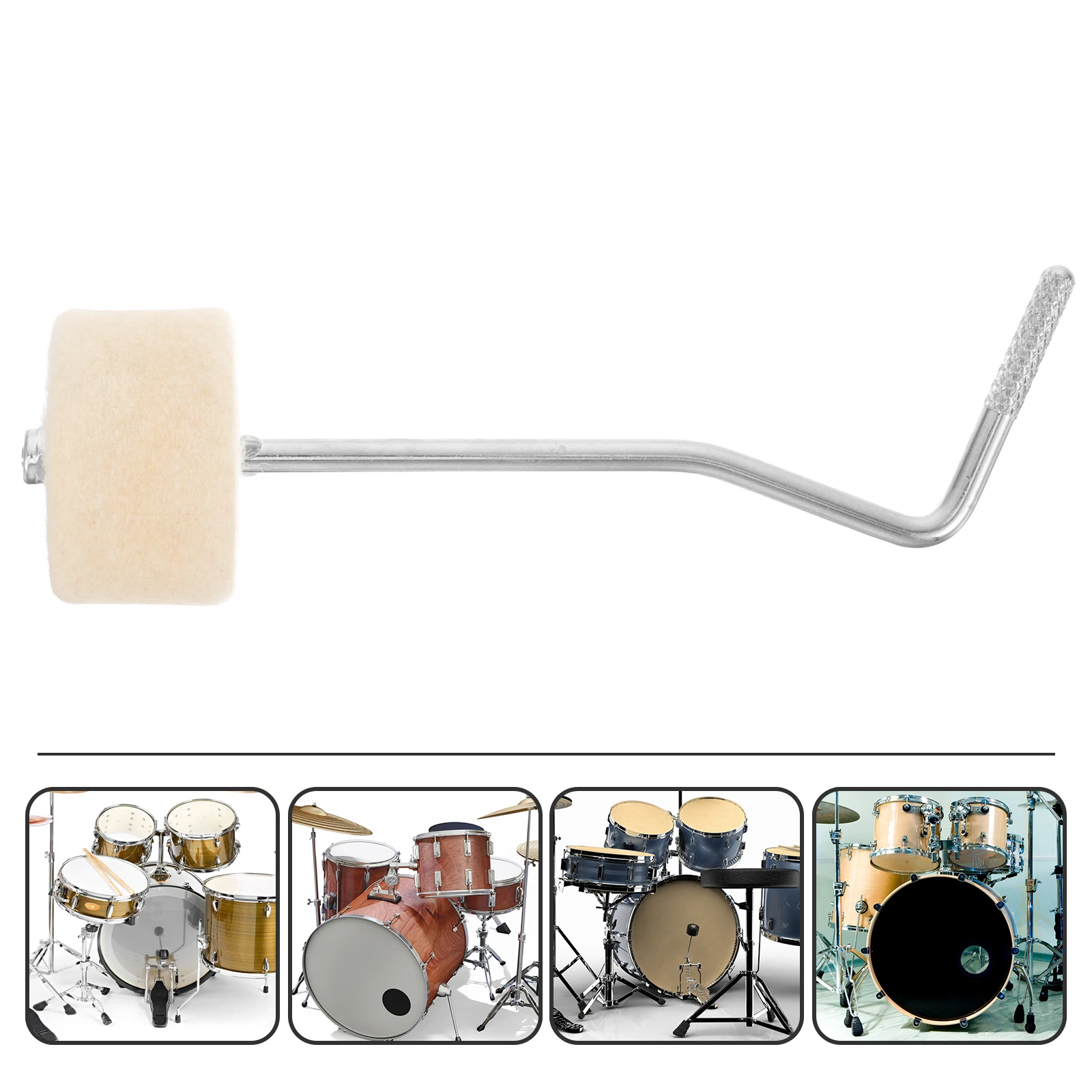 

Bass Drum Beater Durable Metal Felt Head Clear Sound Kick Pedal Hammer Drum Accessories Students Professionals Practice