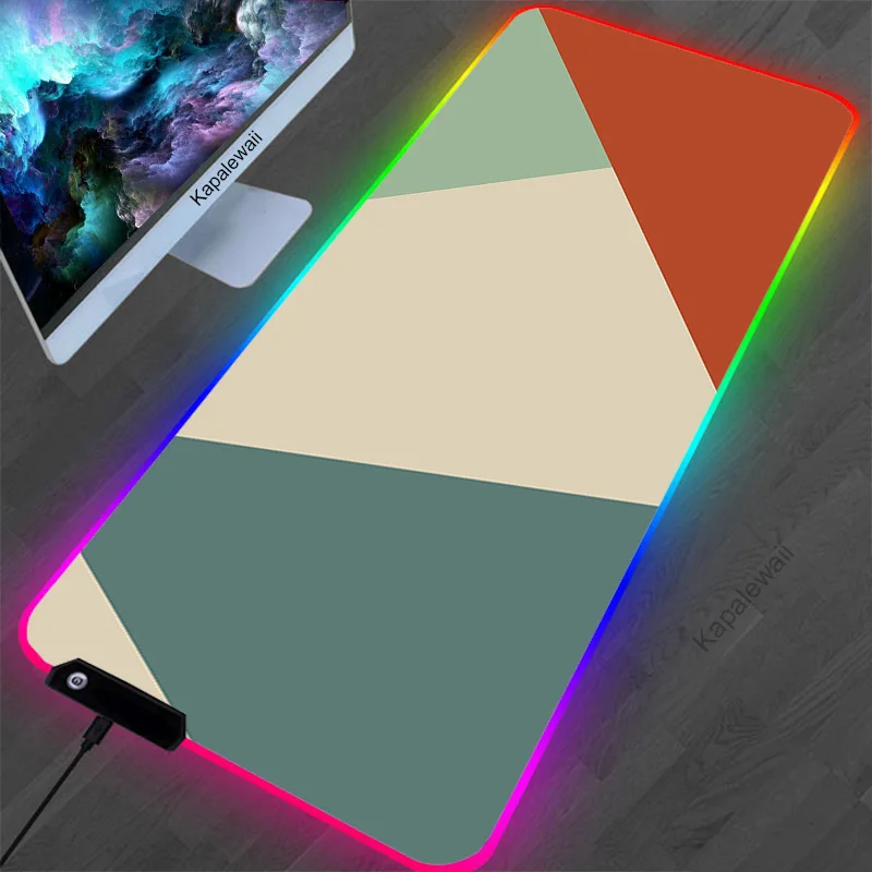 

Colorful Tangram RGB Mouse Pad XXL Large Gaming Mousepad Computer Surface Gamer Keyboard Desk Mat LED Mouse Carpet With Backlit