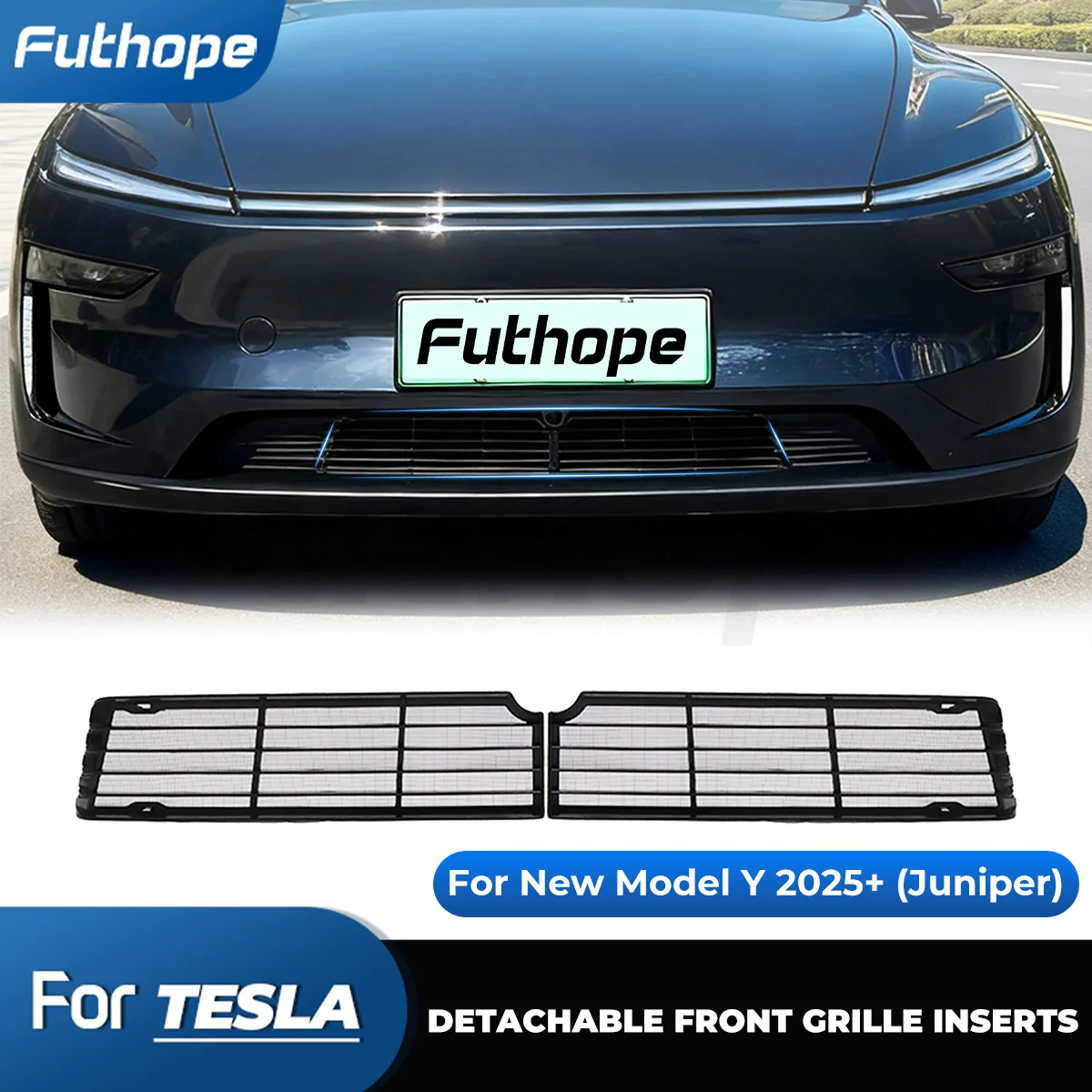 Futhope 2p red dividida a prueba de insectos para Tesla nuevo modelo Y Juniper aire acondicionado cubierta de entrada de aire modificada