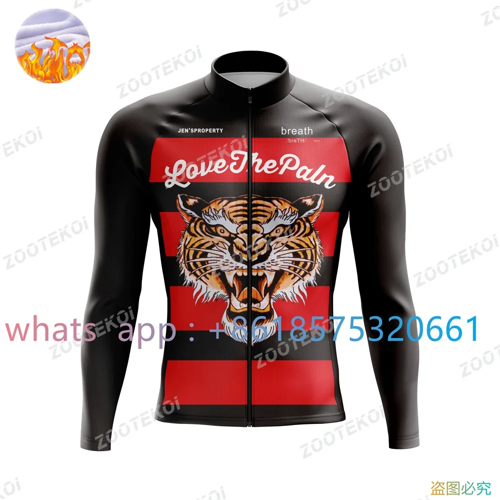 

Usa Love The Pain Winter Men Cycling Jacket Thermal Fleece Long Sleeve Coat Mtb Bike Jersey Warm Outwear Maillot Ciclismo Hombre