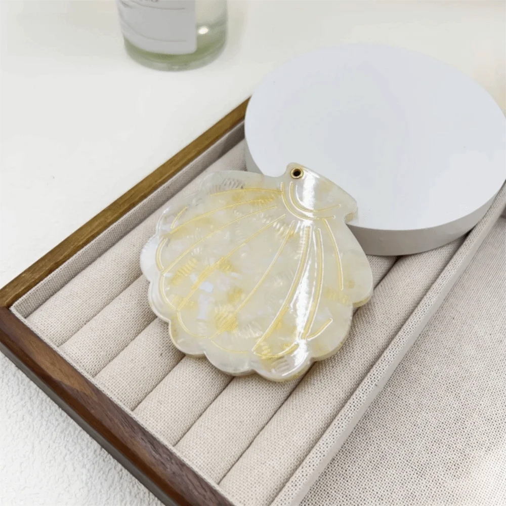 Portable Shell Shape Makeup Mirror Folding Acetic Acid Cosmetic Mirror Handheld Lightweight Small Mirror Women Girls