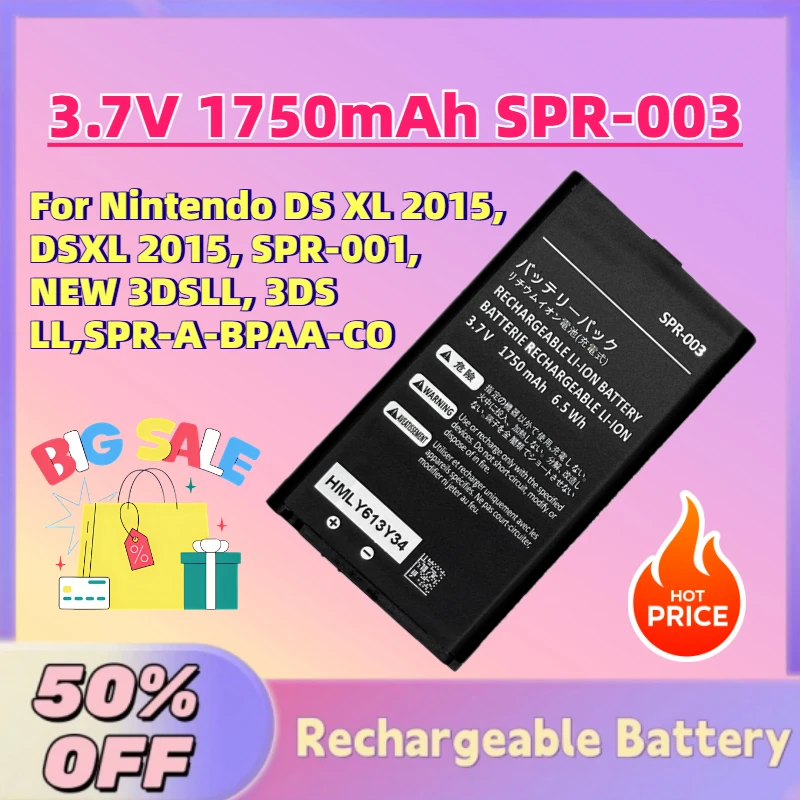 

Upgrade 3.7V 1750mAh SPR-003 Game Console Battery for Nintendo DS XL 2015, DSXL 2015, SPR-001, NEW 3DSLL, 3DS LL,SPR-A-BPAA-CO