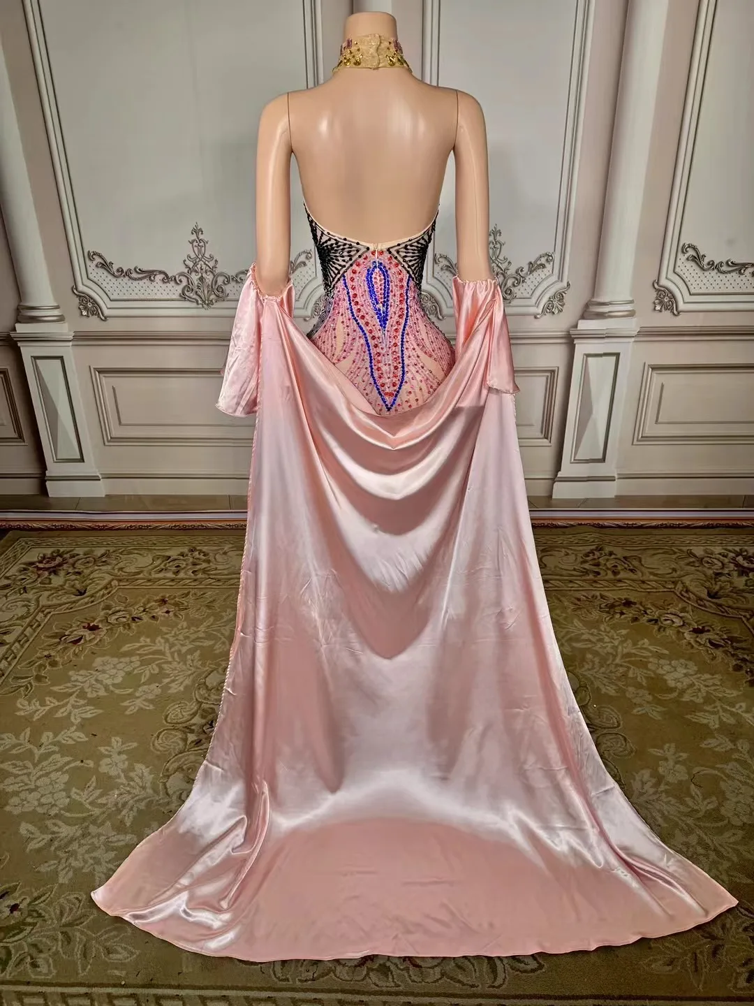 Sparkly Rhinestones White Mermaid Dress with Gloves for Women Elegant Birthday Celebrate Wedding Evening Prom Dresse