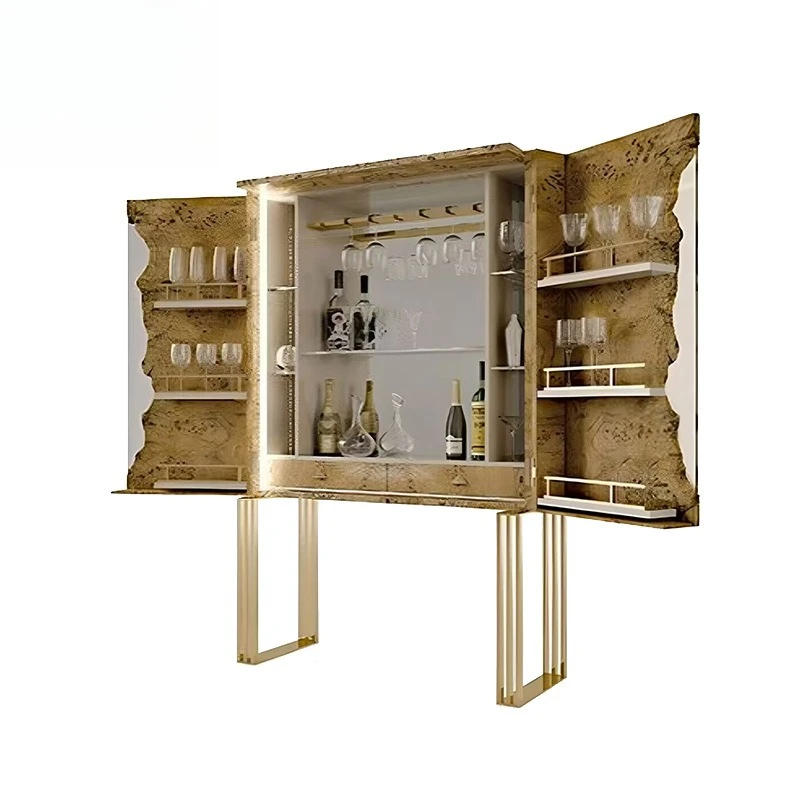 

Light luxury high-end art stainless ste el wi ne cab inet, villa home designer solid woo d advanced creat ive