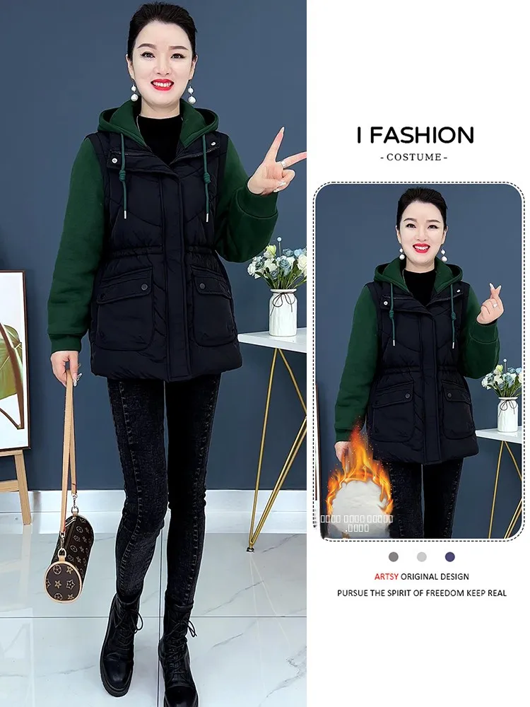 

Утепленная женская хлопковая куртка в корейском стиле, повседневная теплая верхняя одежда свободного кроя с длинными рукавами на молнии