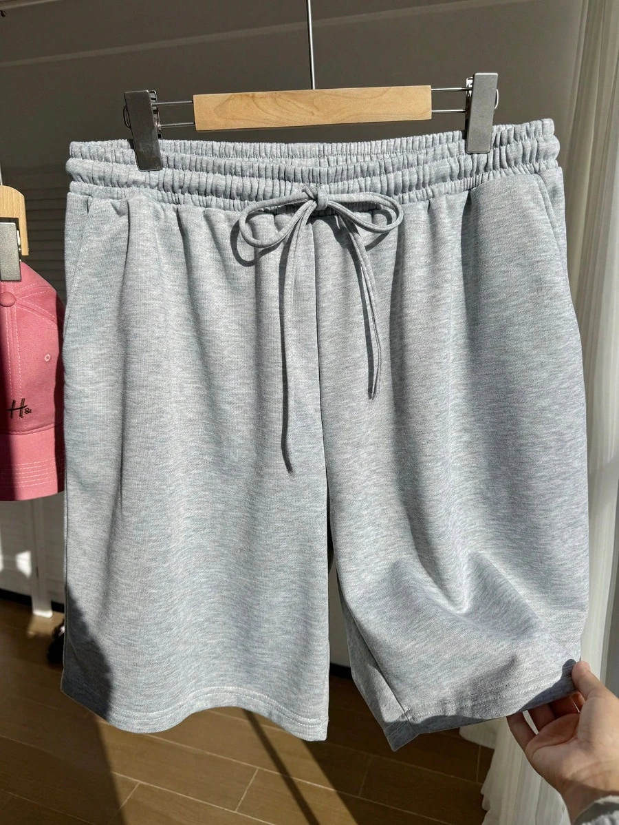 Women's Solid Color Drawstring Waist Pocket Loose Casual Shorts Summer, High Waisted Solid Color Women's Shorts
