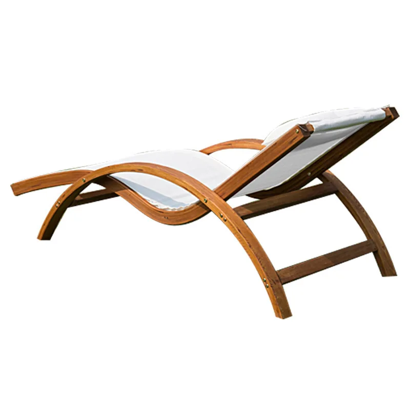 LH outdoor solid wood leisure lounge chair aluminum alloy imitation wood grain balcony beach chair