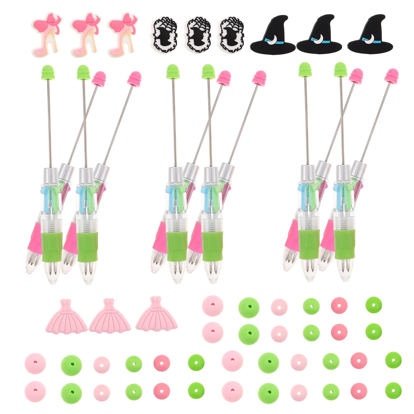 

Набор для творчества «Ведьма-принцесса»: ручка с бусинами и силиконовыми бусинами для рукоделия, материалы для изготовления ручек своими руками для детей и подростков, креативный набор к школе