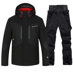 Terno de esqui impermeável super quente para homens, jaqueta snowboard, calças largas, marca blusão, equipamento de esqui ao ar livre de alta qualidade, inverno