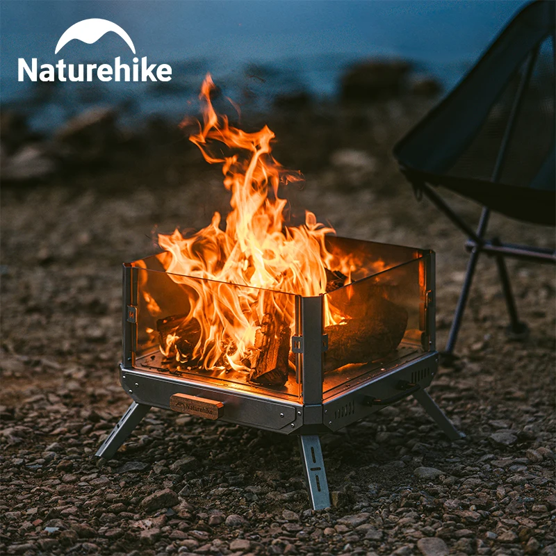 Naturehike 화로대, 화목 난로, 소각로,네이처하이크 화목난로, 화목난로, 유리 소각로, 야외 캠핑 목재 스토브, 다기능 연소 스토브, 따뜻한 물 끓이기, 접이식 캠프파이어, 휴대용 접이식 캠프파이어 스탠드,난로 유리